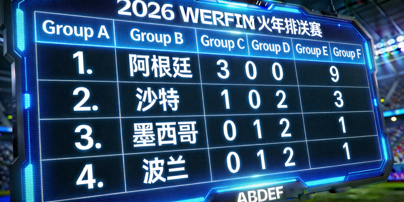 电子积分榜屏幕实时显示2026世界杯小组赛各组的球队排名和积分