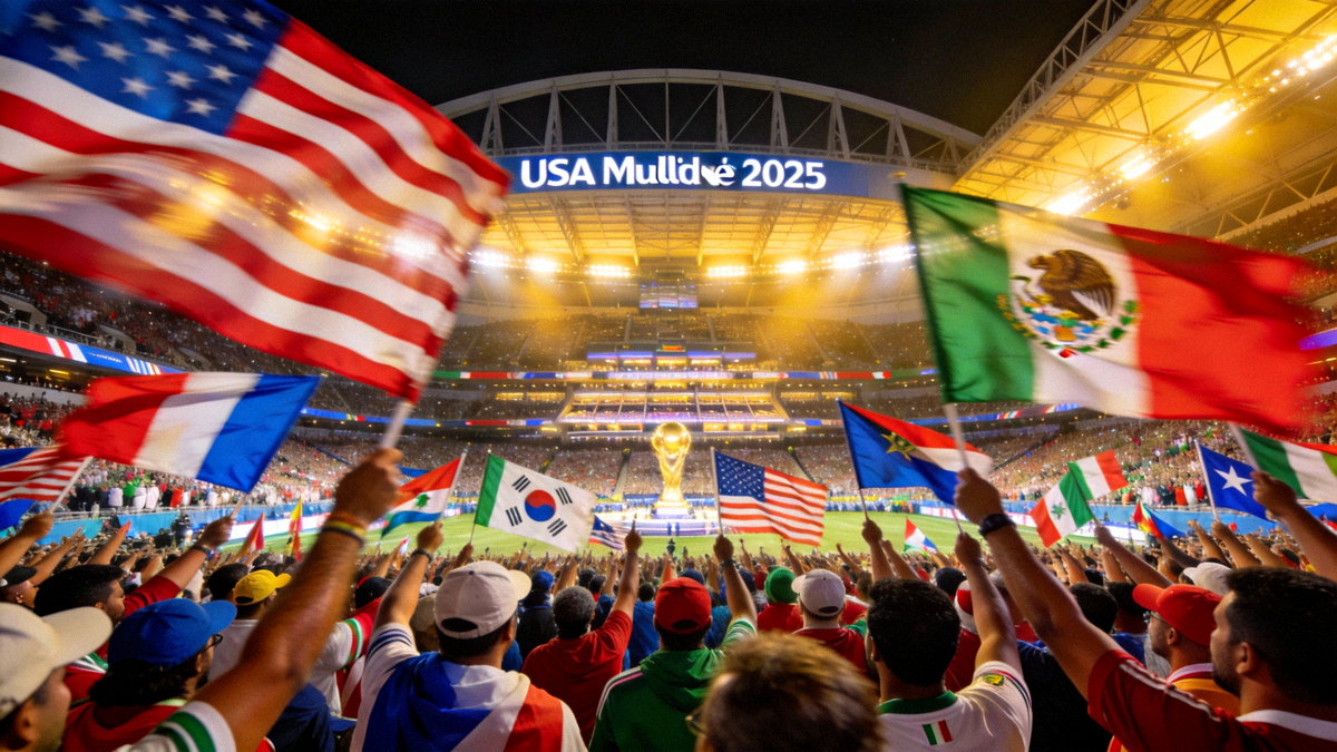 2026世界杯决赛前，大都会人寿体育场内座无虚席，球迷挥舞旗帜营造出山呼海啸般的热烈氛围