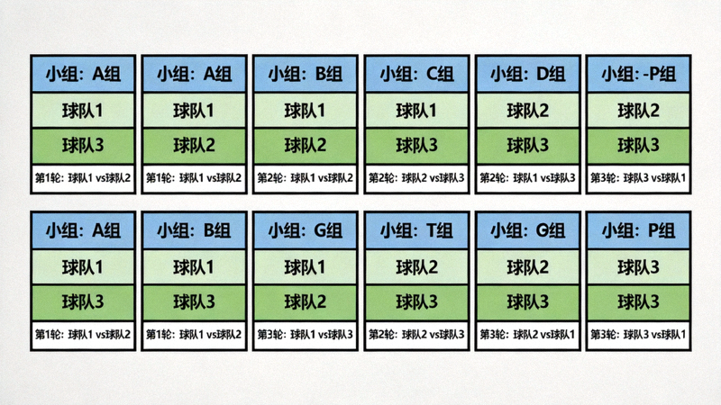 2026世界杯小组赛对阵示意图，显示16个小组每组三支球队的对阵关系