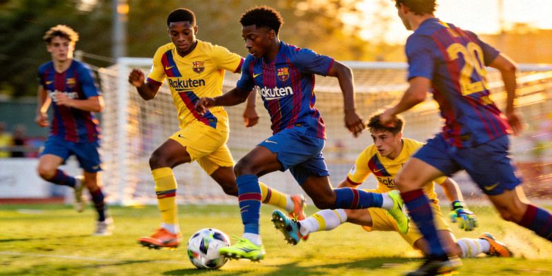 几位年轻的足球新星在俱乐部比赛中展现惊人天赋的精彩瞬间特写