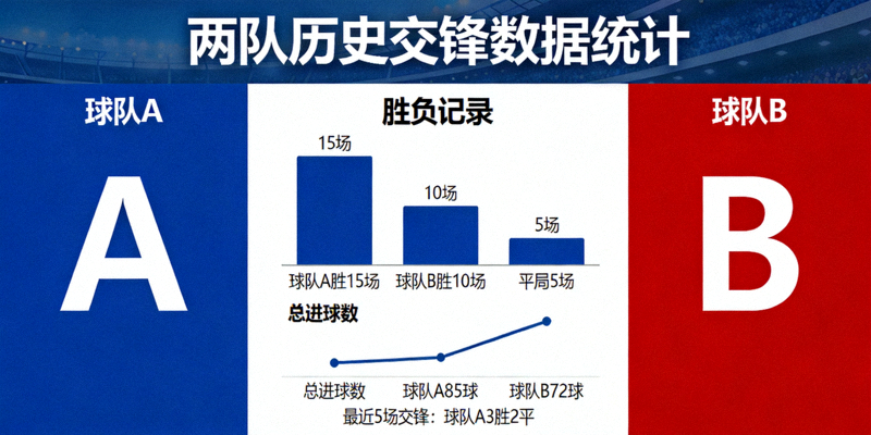 数据图表展示两支历史交锋球队之间的胜负记录、进球数等统计信息