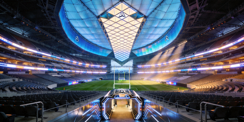 亚特兰大梅赛德斯-奔驰体育场未来感十足的穹顶和内部全景