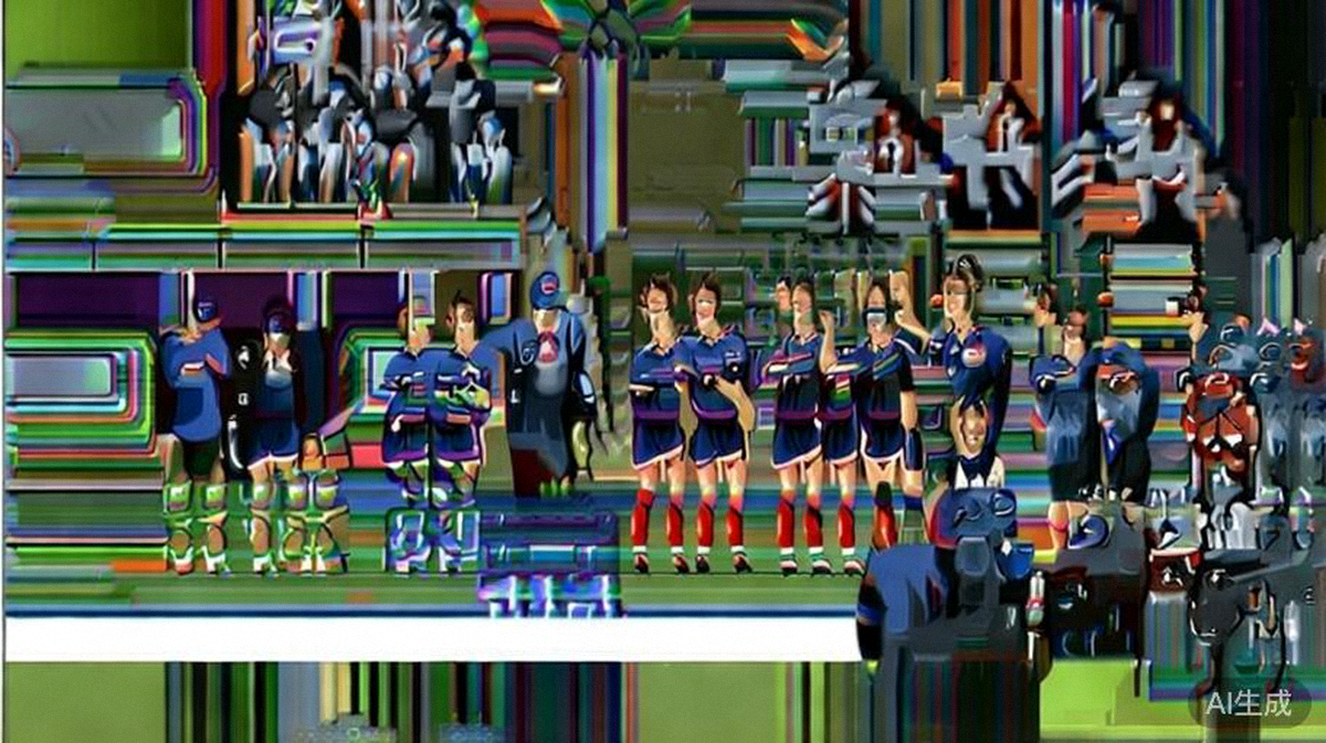 比赛结束后，日本队全体球员和教练组成员在球场中圈肩并肩围成一圈，庆祝这场历史性的胜利