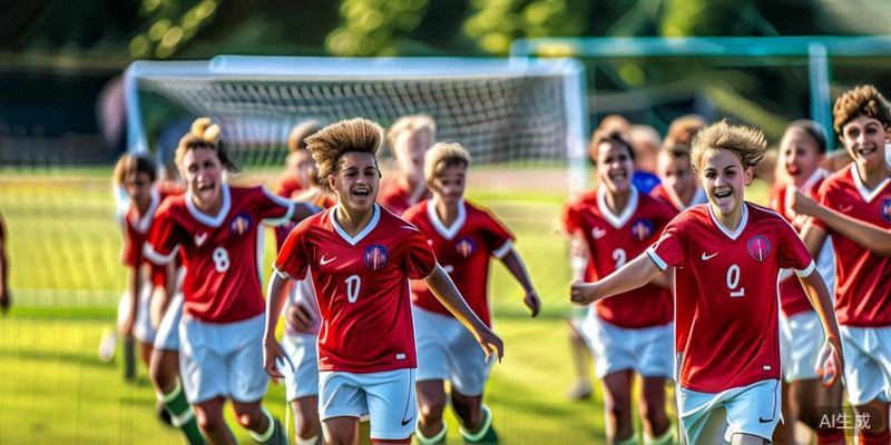 美国队一群年轻球员在训练中庆祝进球，充满活力