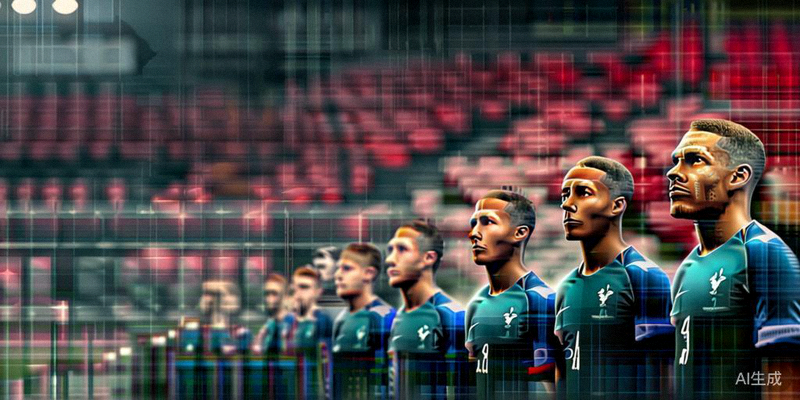 2026世界杯法国国家队在赛前奏国歌仪式上，球员们神情专注