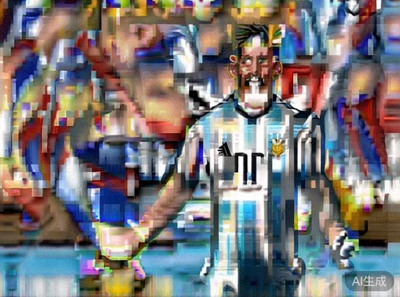 阿根廷队长利昂内尔·梅西在2026世界杯进球后庆祝的画面