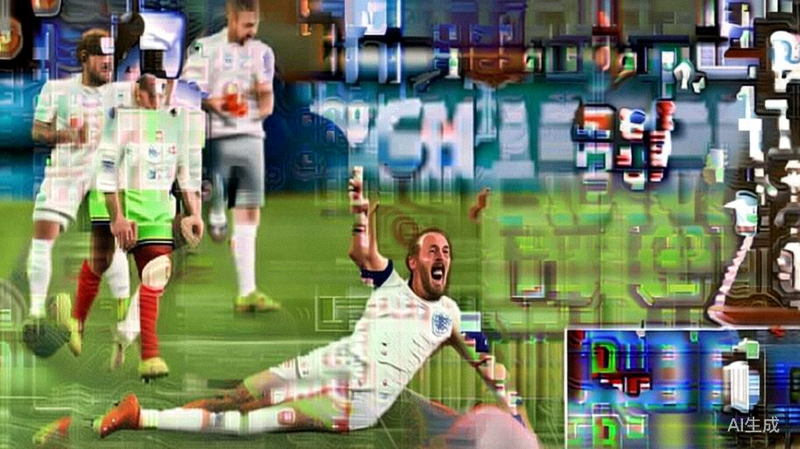 英格兰对阵法国半决赛中，凯恩打入反超进球后滑跪庆祝，队友纷纷上前拥抱