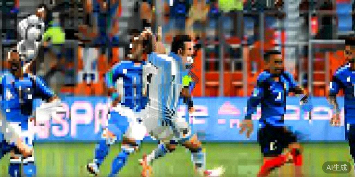 2026世界杯小组赛阿根廷对阵法国，梅西带球突破，姆巴佩紧追防守的激烈比赛瞬间