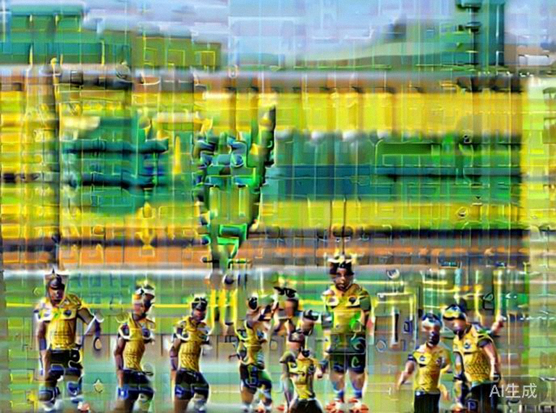 巴西国家男子足球队在训练场上进行战术演练，球员们身穿黄色训练服