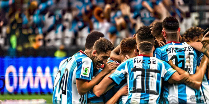 阿根廷队夺得2022世界杯后，梅西与队友庆祝，团队凝聚力极强