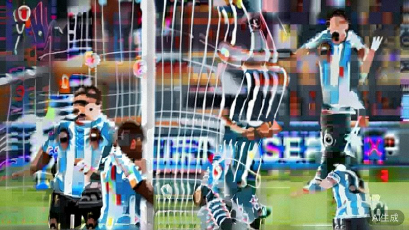 阿根廷国家男子足球队队长梅西与队友在比赛中庆祝进球