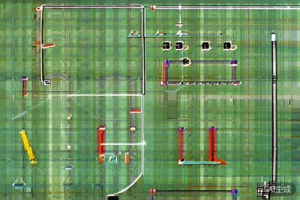 足球战术板上的3-5-2阵型示意图，突出翼卫的攻防职责