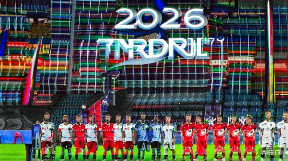 2026年世界杯四分之一决赛法国对阵德国，双方球员在比赛开始前列队奏唱国歌的庄严场面