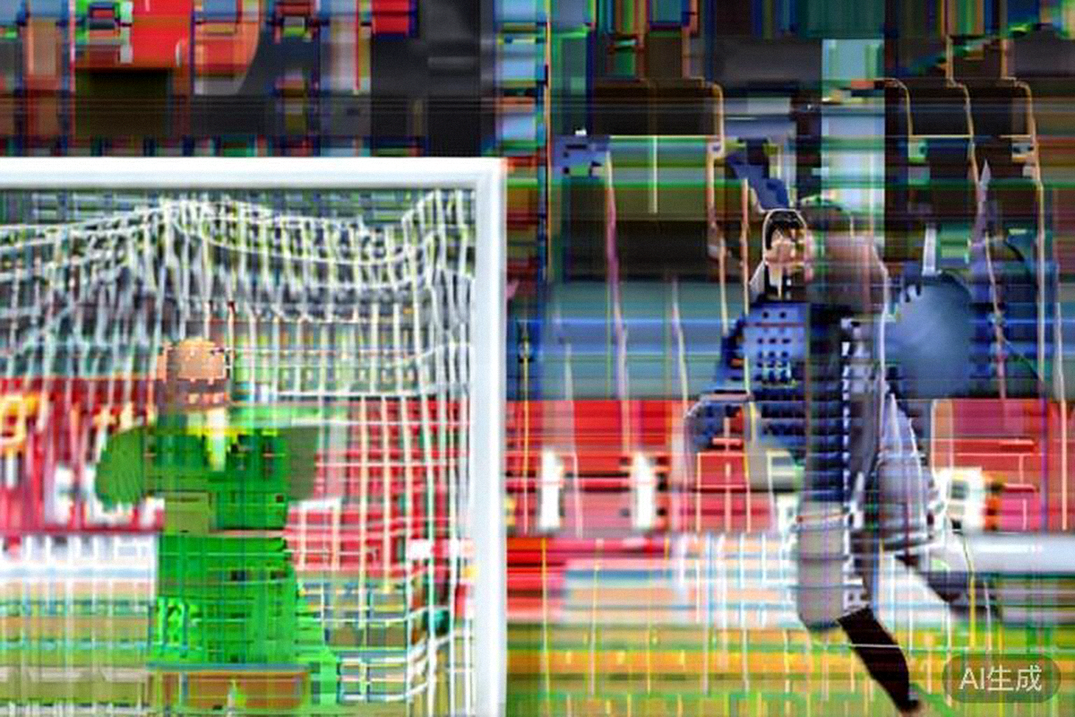 法国队中场奥雷利安·楚阿梅尼打入世界波扳平比分后，张开双臂奔跑庆祝，身后是沮丧的德国队门将