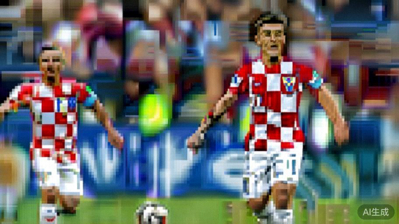 克罗地亚国家男子足球队中场大师莫德里奇在比赛中指挥若定，身边是科瓦契奇等帮手