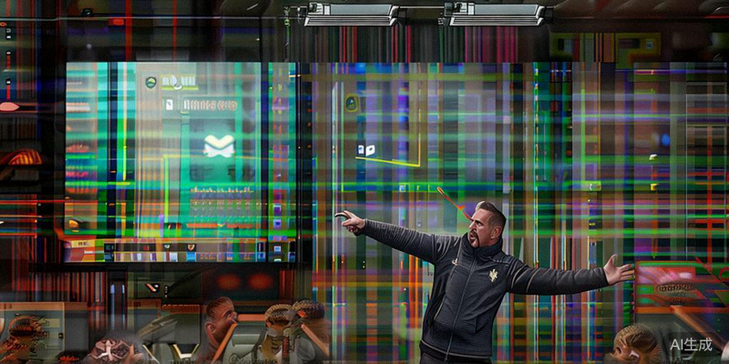 荷兰队主教练在战术会议上向球员讲解分析对手录像