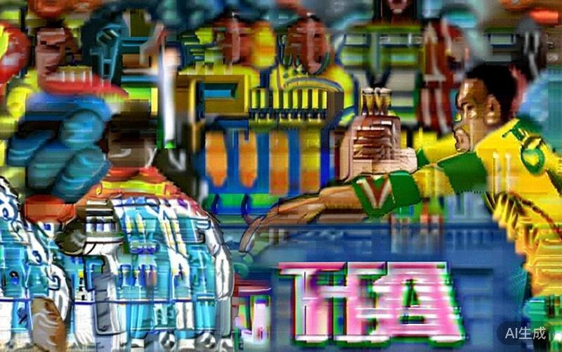 南美区预选赛比赛中，阿根廷队与巴西队球员激烈拼抢的经典画面