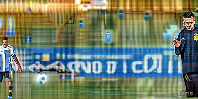 阿根廷国家队在训练基地进行战术演练，主教练斯卡洛尼在场边指导