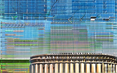 墨西哥城阿兹特克体育场宏伟的外部景观，巨大的混凝土结构