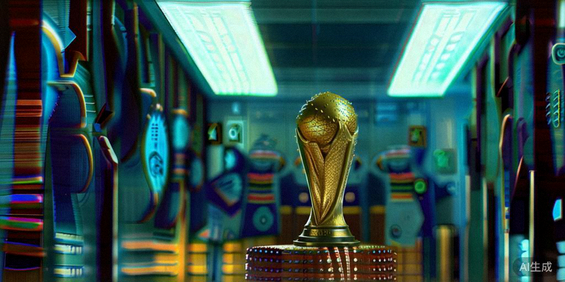 阿根廷国家男子足球队卫冕冠军成员在更衣室展示2022年世界杯冠军奖牌