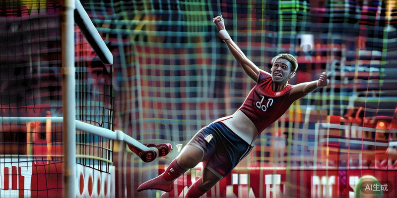 东道主美国队与德国队在高速攻防转换中对决，美国队球员庆祝进球的瞬间，现场球迷沸腾