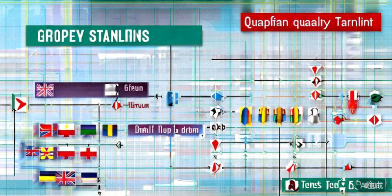 欧洲区预选赛小组形势图，显示各小组头名和附加赛资格争夺