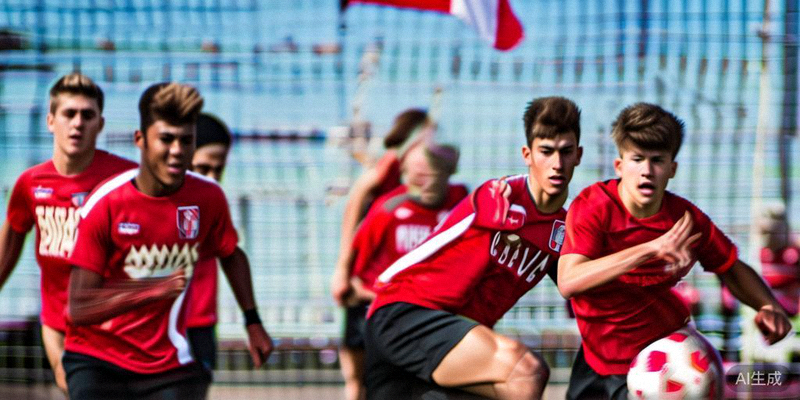 加拿大国家男子足球队年轻球员在训练中积极拼抢