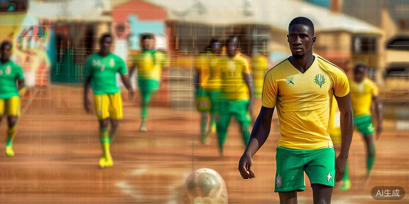 塞内加尔国家男子足球队在非洲阳光下进行体能训练