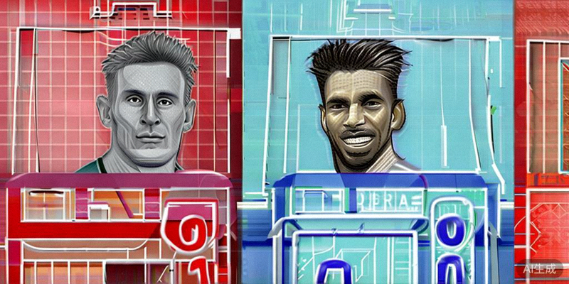 2026世界杯射手榜前三位球员的肖像拼图，旁边显示着他们的进球数