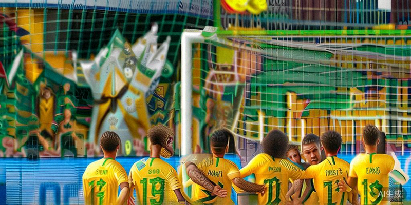 2026世界杯小组赛巴西对阵德国比赛中，巴西球员庆祝进球的精彩瞬间，球员们拥抱在一起