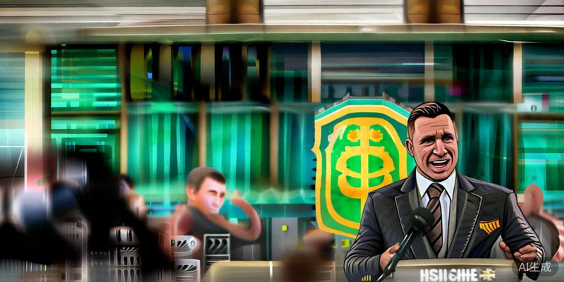 巴西国家队新任主教练在发布会上讲解战术，背后是桑巴军团徽标