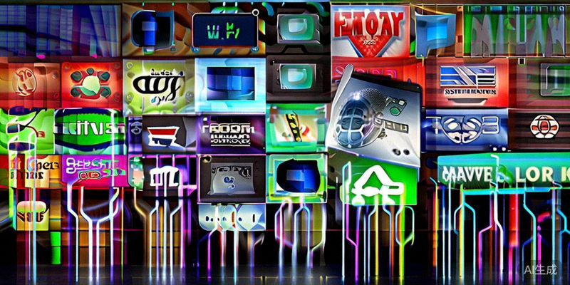 各大电视台和网络流媒体平台的标志，展示世界杯转播合作伙伴