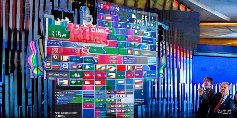 国际足联官员在新闻发布会的大屏幕前展示2026世界杯官方赛程表