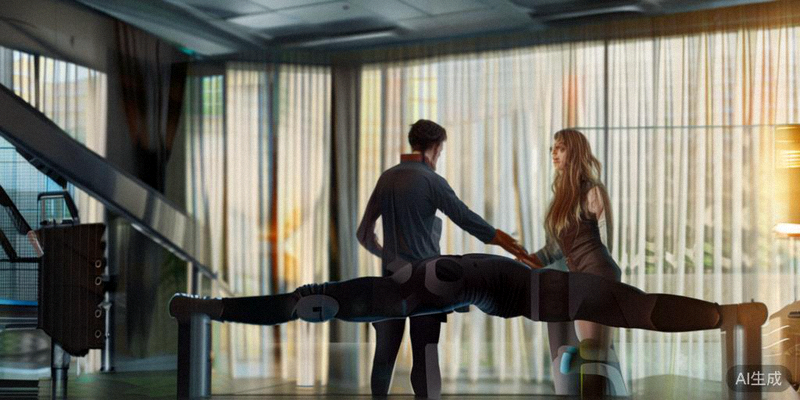 队医和理疗师正在帮助一名球员进行恢复性训练