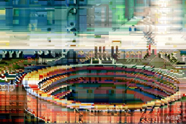 墨西哥城阿兹特克体育场外部全景，巨大的圆形结构在阳光下显得宏伟壮观