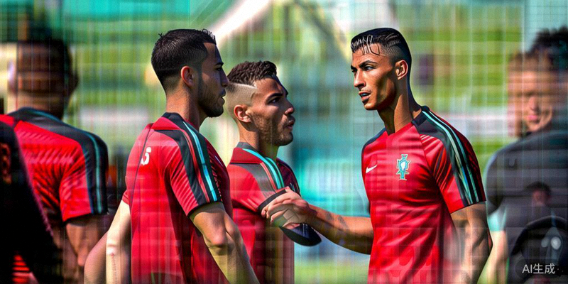 葡萄牙队训练中，C罗与B费、B席等队友交流