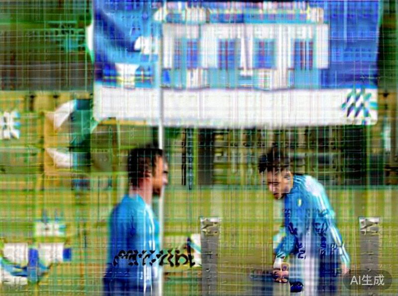 阿根廷国家男子足球队队长梅西在训练中指导年轻球员的温馨瞬间