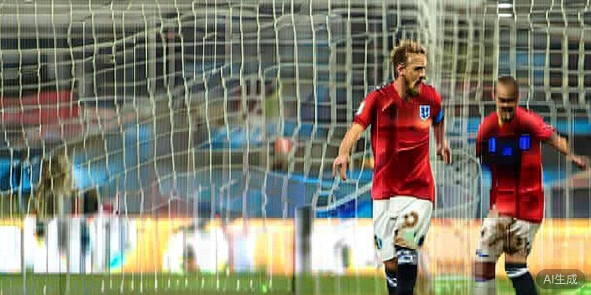 2026世界杯小组赛F组经典对决：英格兰队与德国队球员在雨中激战，凯恩准备主罚点球的瞬间