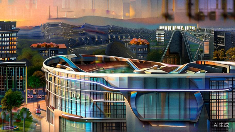 美国洛杉矶索菲体育场现代化的外部建筑与周边环境，将承办世界杯比赛