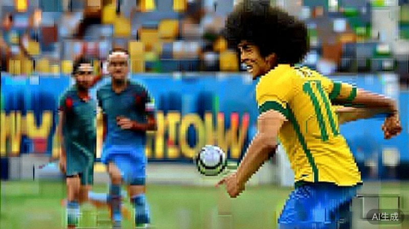 巴西对阵葡萄牙的小组赛精彩瞬间，内马尔带球突破