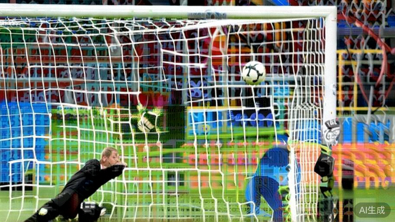 十六强赛中，一支欧洲劲旅与南美豪强在加时赛后点球决胜的紧张时刻，守门员扑救瞬间