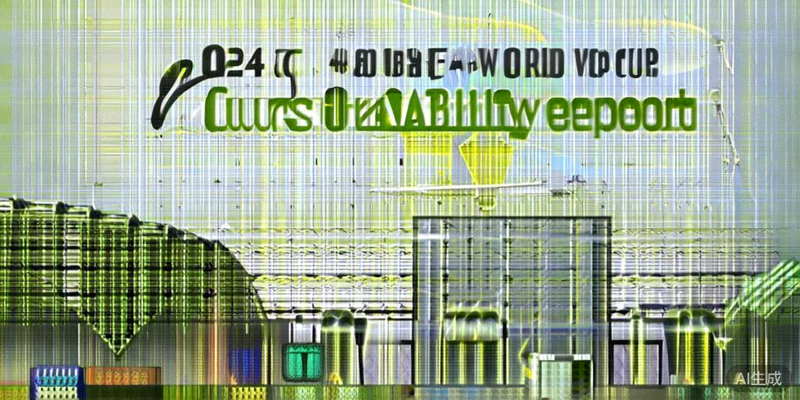 2026世界杯可持续发展报告封面，内容涉及太阳能体育场、零废弃计划和碳补偿项目