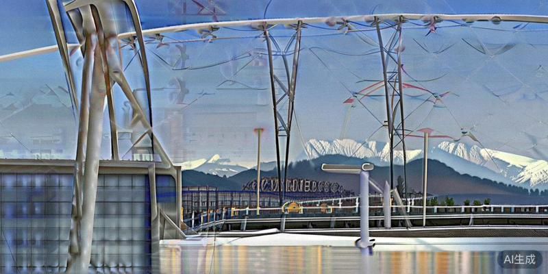 加拿大温哥华BC Place体育场可开合屋顶的特写及其所在的美丽山海城市背景