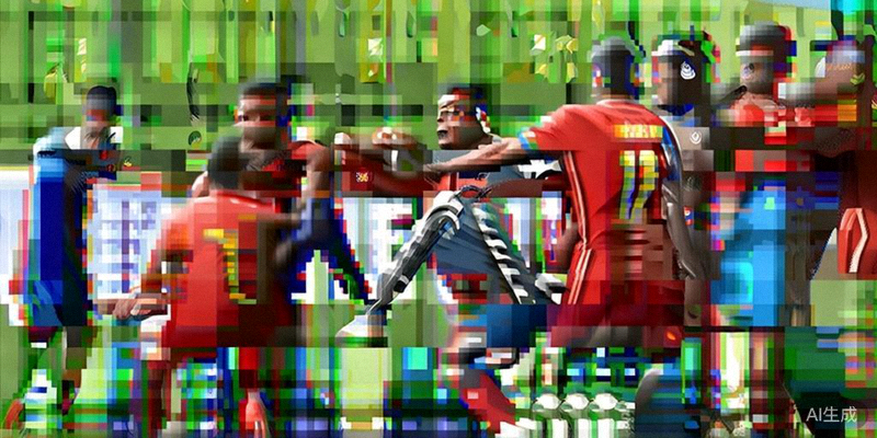 比利时与葡萄牙队比赛中，双方球员在禁区内混战准备射门的瞬间