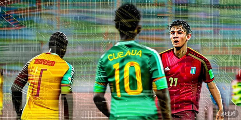 非洲区预选赛一场焦点战中，塞内加尔队与摩洛哥队球员在雨中奋力拼搏