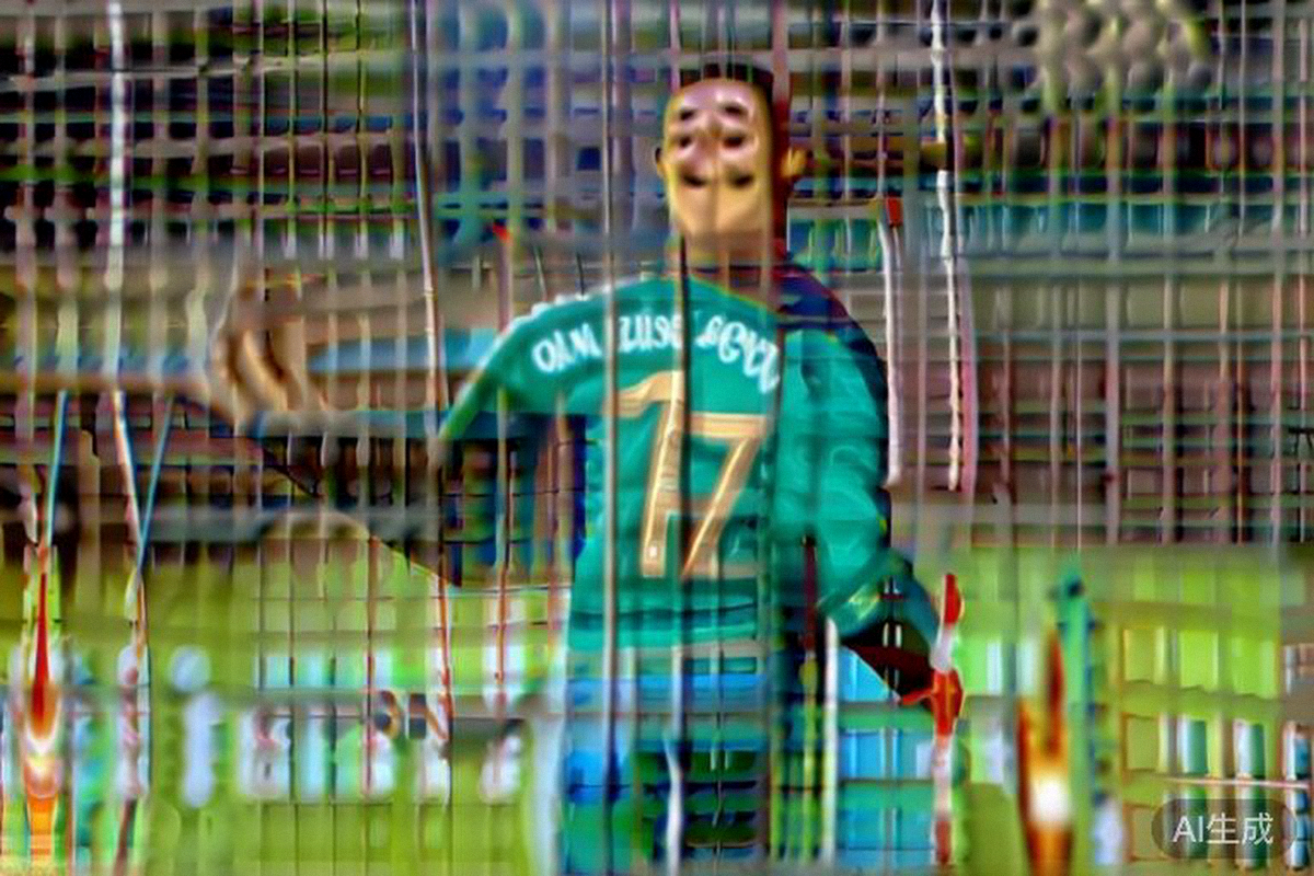 葡萄牙队球星C罗在比赛第89分钟头球扳平比分后，冲向角旗区激情庆祝的瞬间