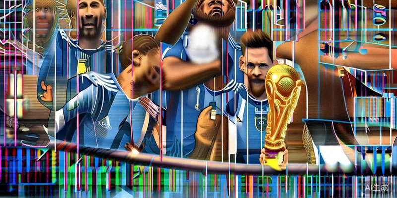 阿根廷国家队在夺得2022世界杯后合影，梅西手持大力神杯位于中央，全队气氛欢腾