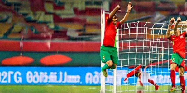 摩洛哥队球员在2022世界杯上组成坚固防守阵型，庆祝成功拦截