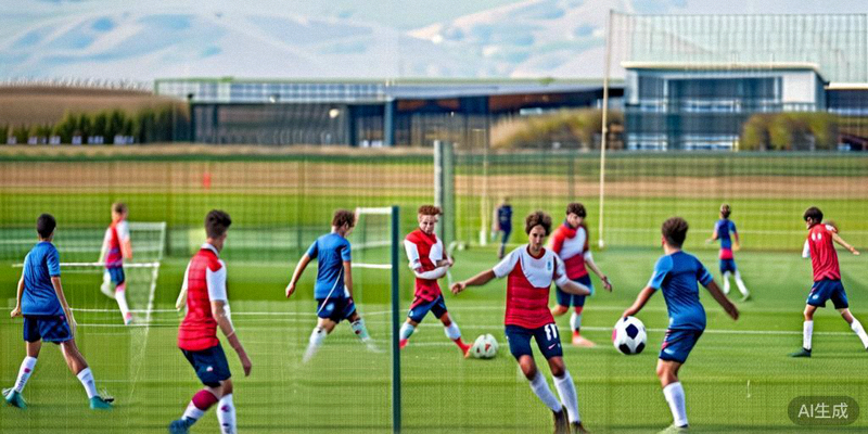 英格兰队年轻球员在圣乔治公园训练基地进行分组对抗训练