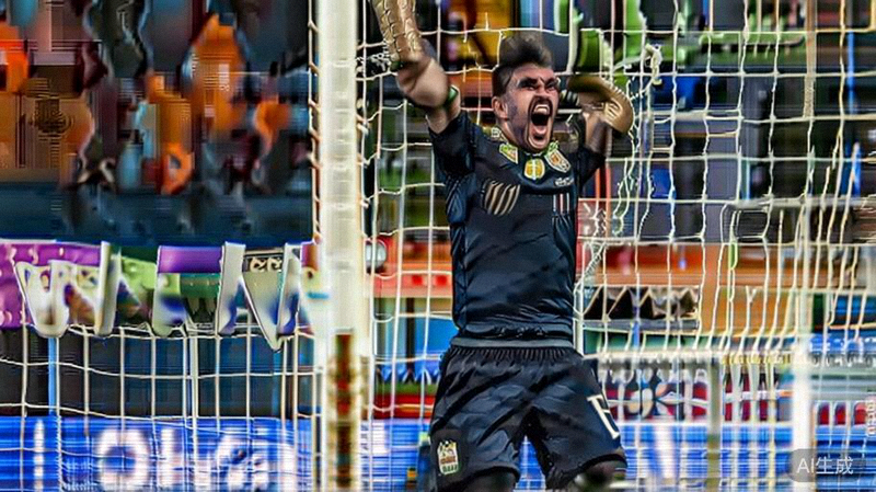 阿根廷门将马丁内斯在点球大战中扑出丹麦队点球后振臂怒吼的瞬间